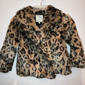 Copper Key girl's faux leopard coat